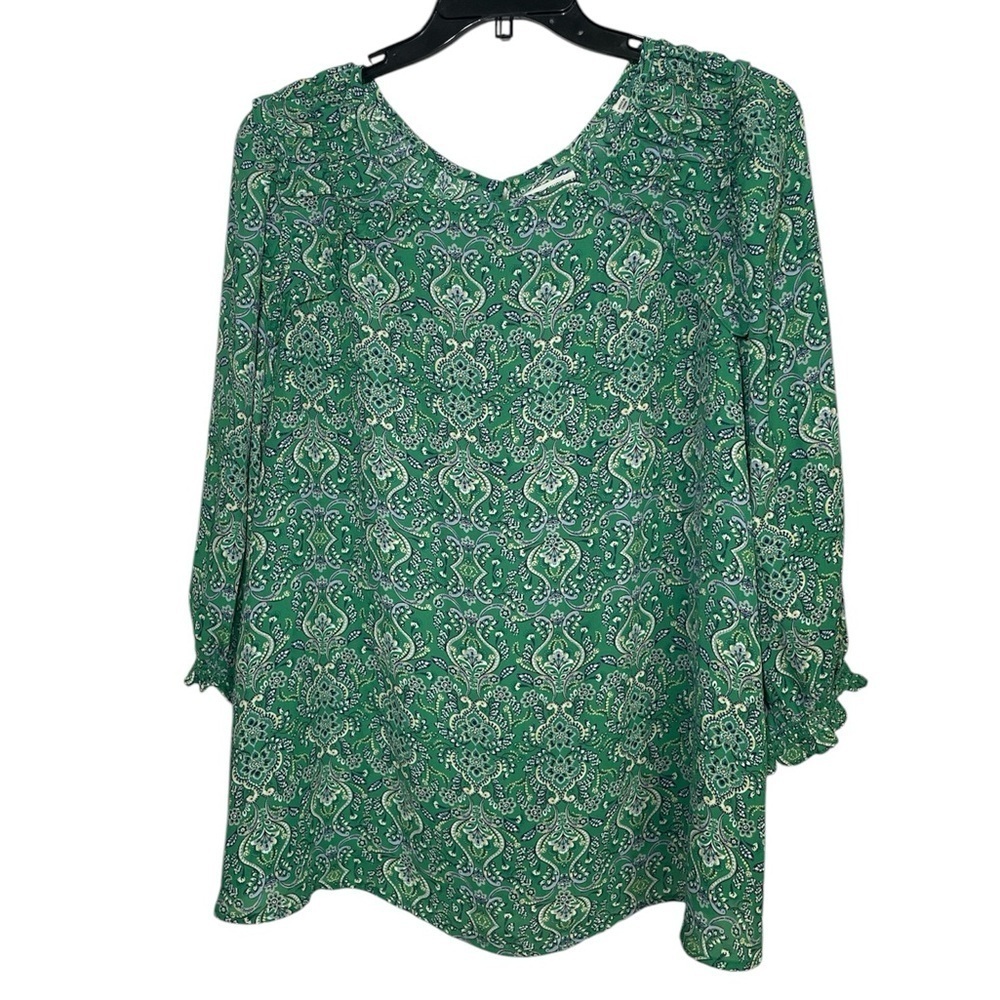Max Studio green with yellow floral print sz 2X